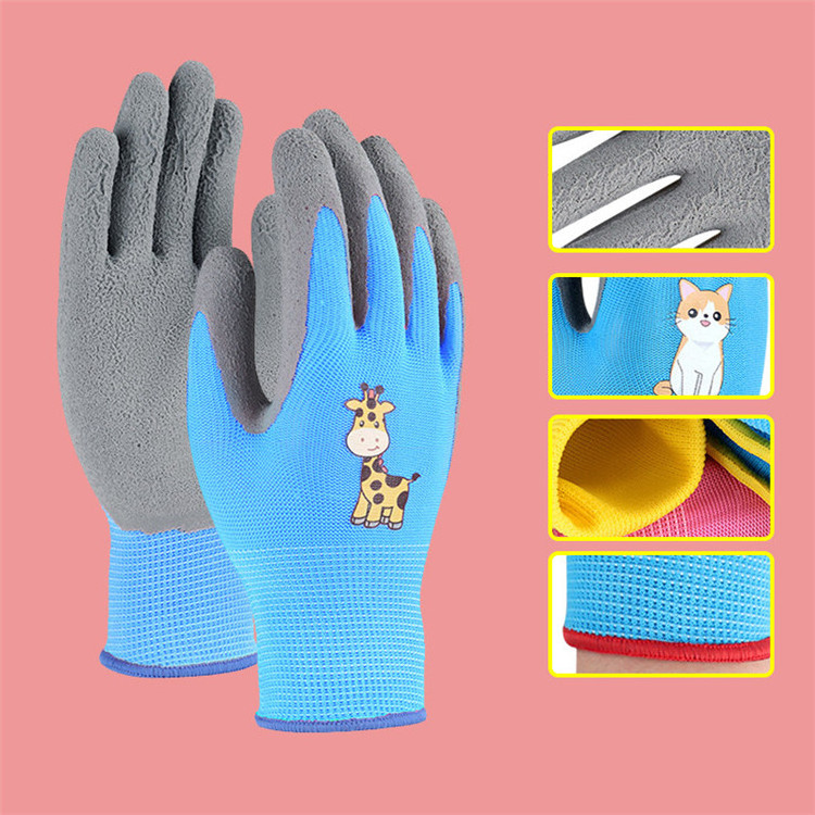 DIY boys girls outdoor playing logo custom coated nitrile rubber yard garden work gloves kids children safety gardening glove