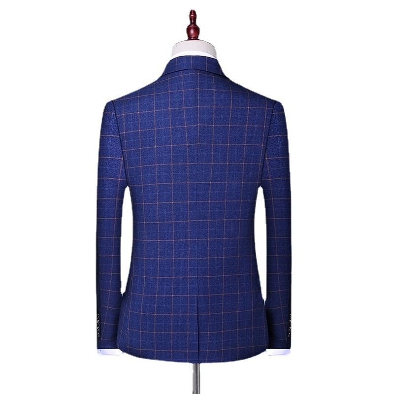 Wholesale Men's casual business lattice suit west trousers two-piece work clothes men coat suit