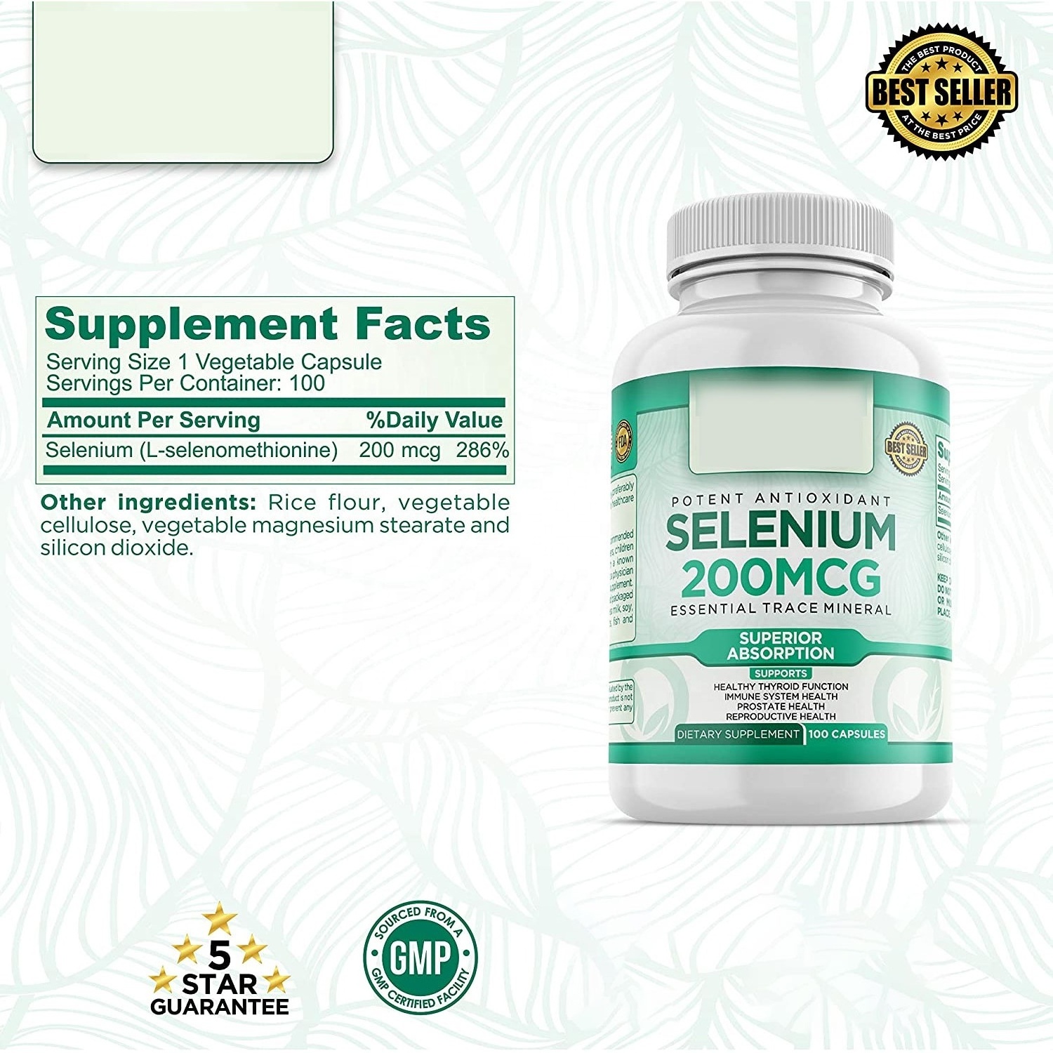 Premium Selenium Supplement Supports Immune System Reproductive and Prostate Health Essential Trace Mineral