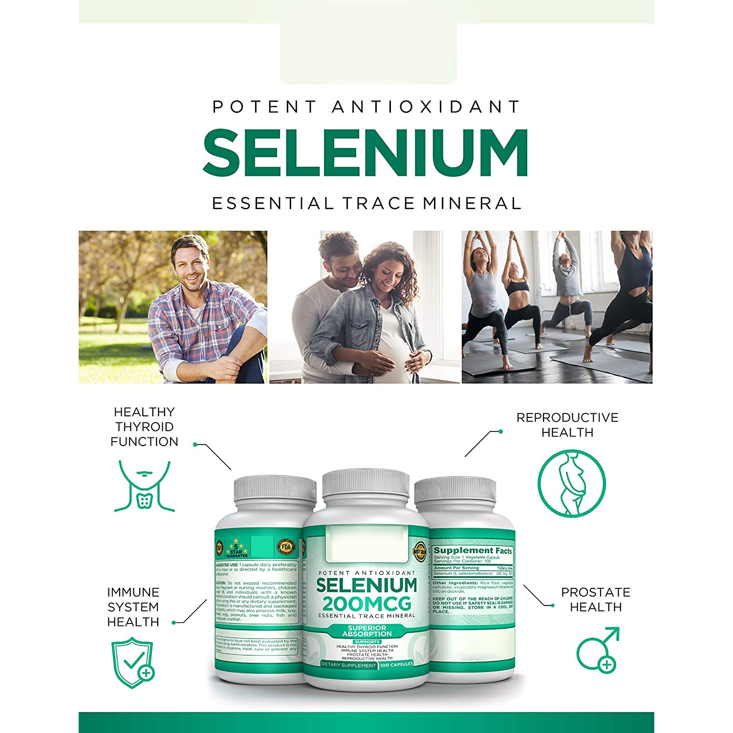 Premium Selenium Supplement Supports Immune System Reproductive and Prostate Health Essential Trace Mineral