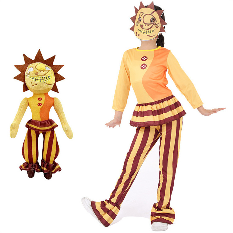 Sun Moon Clown Cosplay Outfit Creepy Cartoon Sundrop Moondrop Halloween Costume for Kids