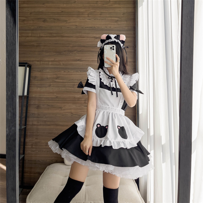 Maid Cosplay Sexy Costume Lolita Girl Maid Uniform Panda Anime Daily Dress Japanese Outfit Dress Clothes with Accessories