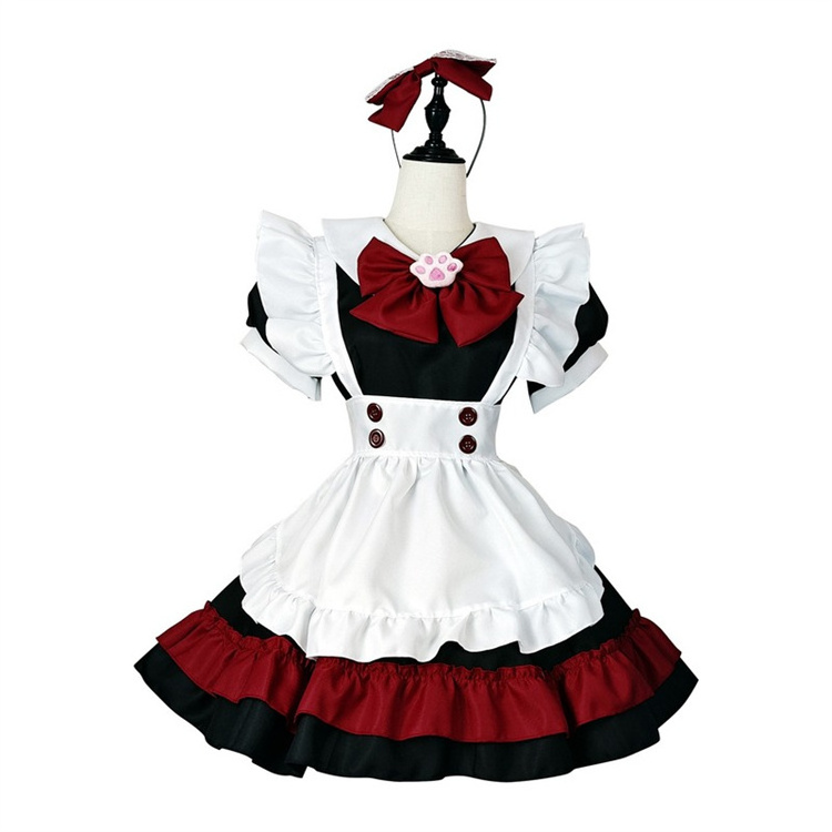 Plus Size Big Bow Halloween Anime Cosplay Maid Costumes Women Blue Maid Role Play Outfits Gothic Lolita Sexy Lingerie Dress