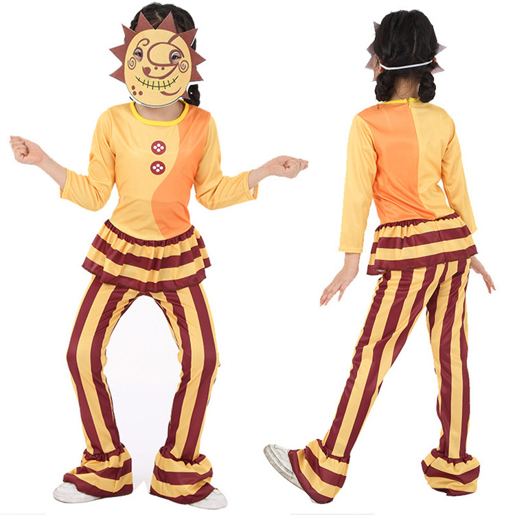 Sun Moon Clown Cosplay Outfit Creepy Cartoon Sundrop Moondrop Halloween Costume for Kids