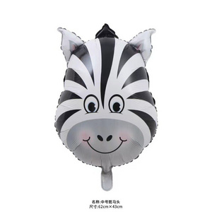 Forest Theme Cartoon Animal Head  foil Balloon Printed Tiger Lion cow giraffe monkey Head for kids birthday party decoration