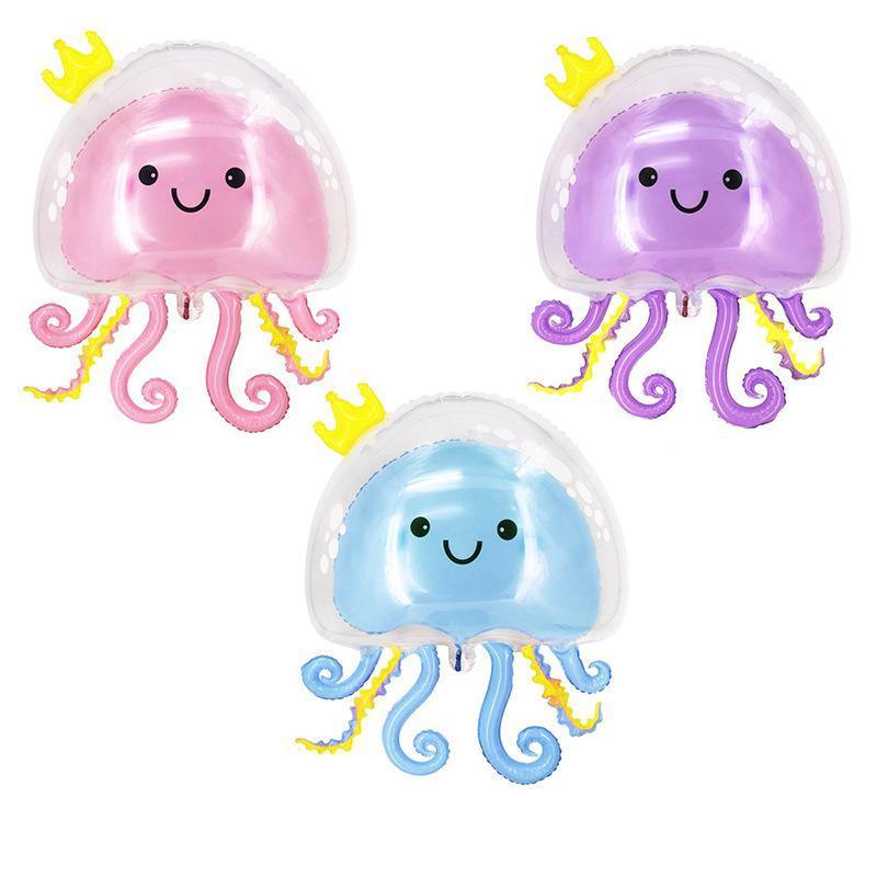 New Party Decoration Transparent Double Deck Crown Jellyfish Helium Animal Foil Balloons Cartoon