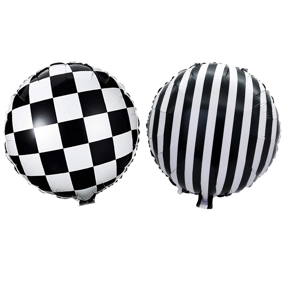 New Foil Balloon 18inch Racing Tires Black and White Grid Foil Balloons For Kids Birthday Race Car Party Supplies