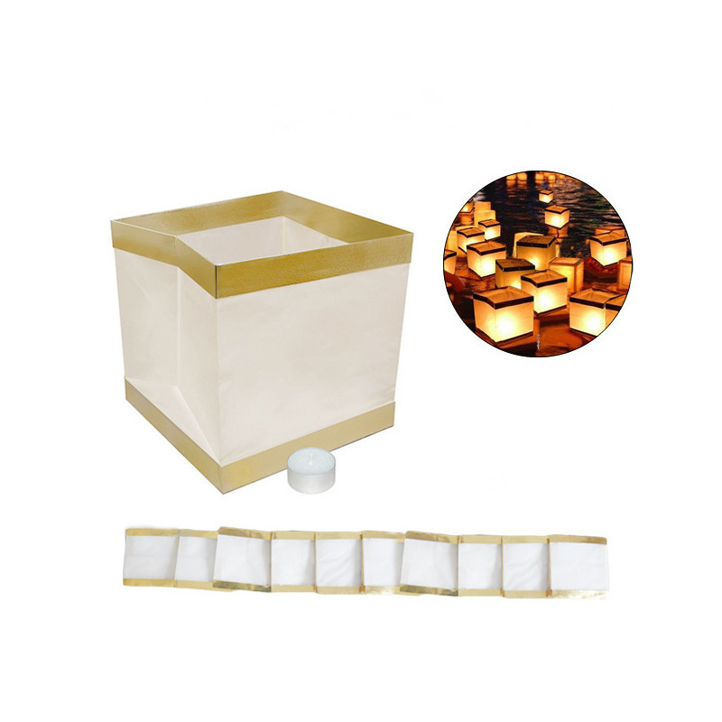 Hot Sale Portable Collapsible Square Candle Eco Friendly Floating Water Proof Paper Lanterns