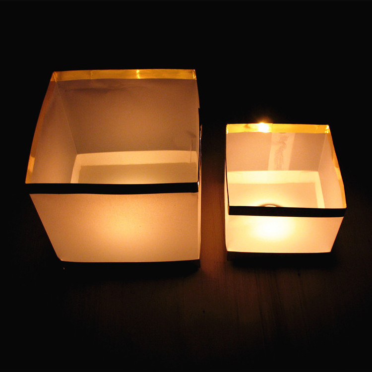 Hot Sale Portable Collapsible Square Candle Eco Friendly Floating Water Proof Paper Lanterns