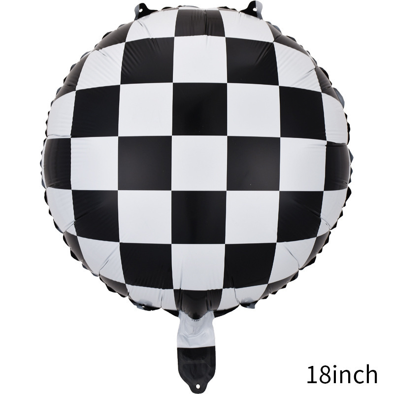 New Foil Balloon 18inch Racing Tires Black and White Grid Foil Balloons For Kids Birthday Race Car Party Supplies