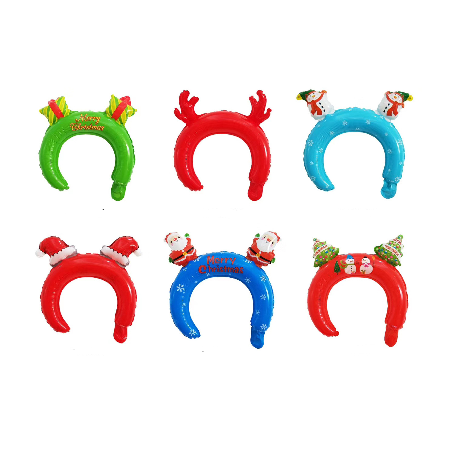 Hot Sale Inflatable Party Decoration Santa Snowman Kids Christmas Foil Balloon Headband