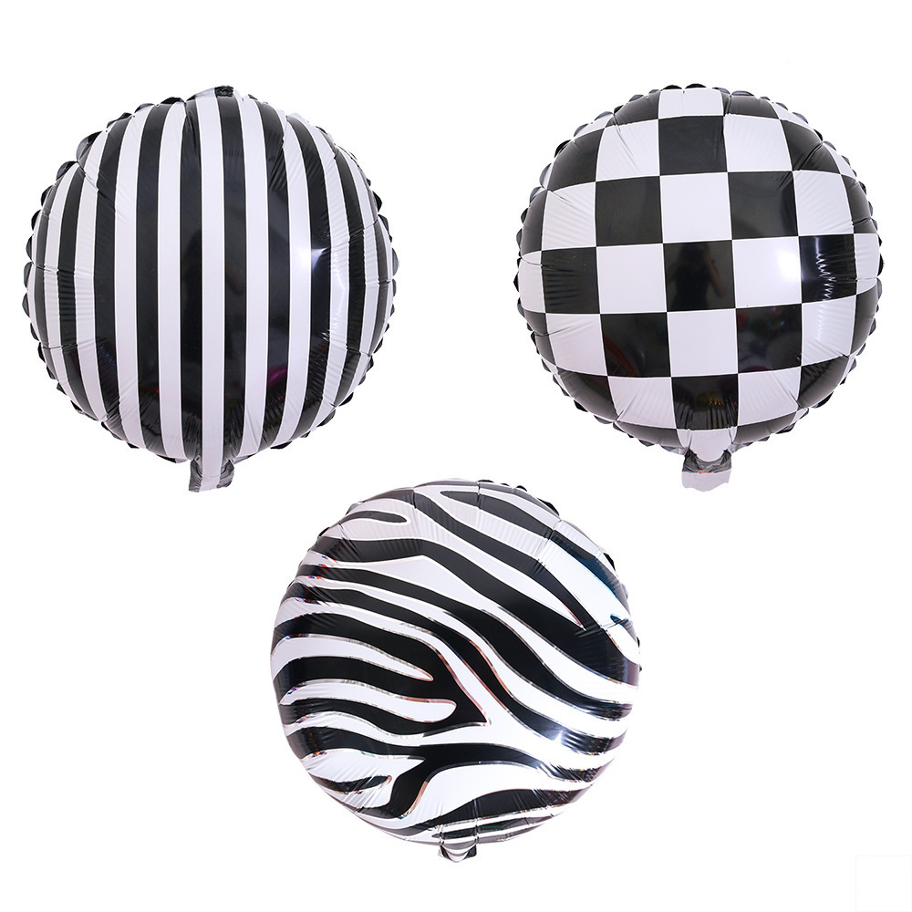 New Foil Balloon 18inch Racing Tires Black and White Grid Foil Balloons For Kids Birthday Race Car Party Supplies