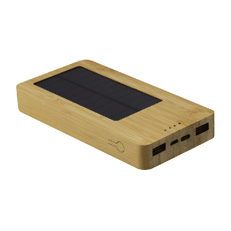 Sustainable Bamboo Eco Friendly Green External Battery Backpack Powerbank Mini Portable 10000Mah Wireless Solar Power Bank