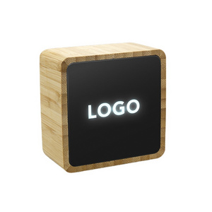 Gift Bamboo Custom LED Logo 5W LED Speaker Powered Portable Wireless speaker