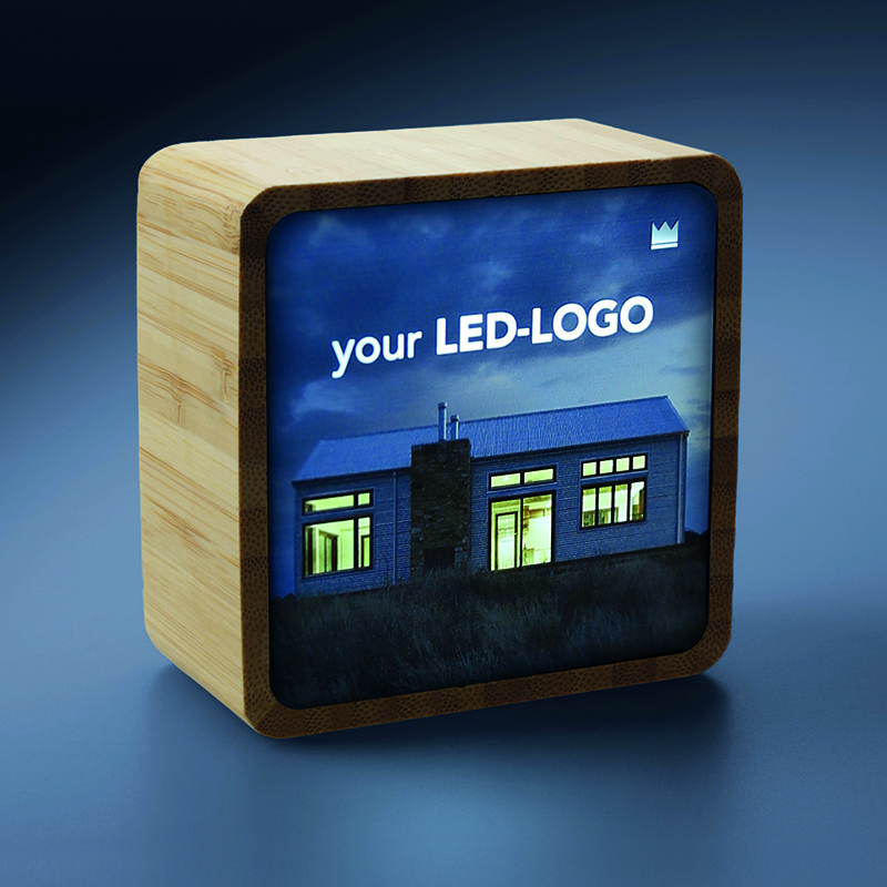 Gift Bamboo Custom LED Logo 5W LED Speaker Powered Portable Wireless speaker