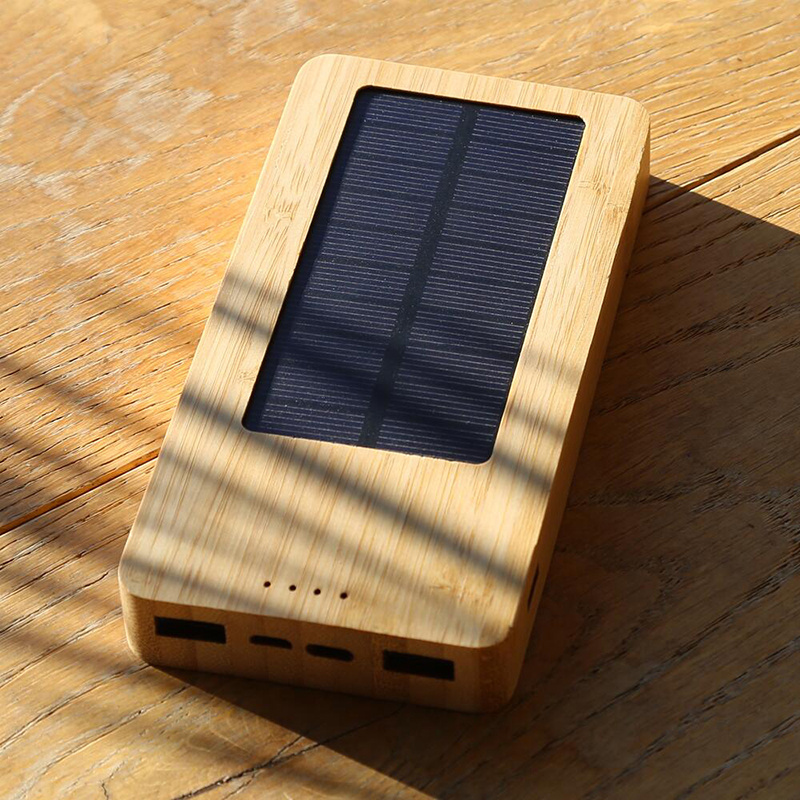 Bamboo Portable Charger Mini Wireless Charging Power bank 10000mah Solar Powerbank Wireless Power Banks