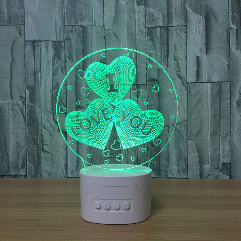 romantic gift color changing love heart lamps 3D led night light