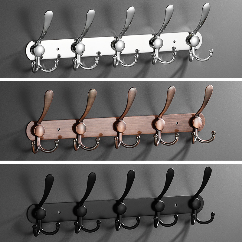 Manufacturers wholesale stainless steel hook clothes cap European bathroom hook black row stainless steel wall hook