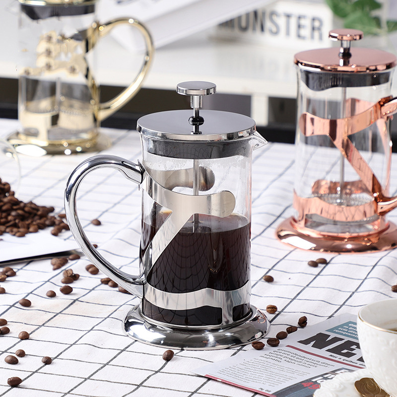 Factory Classic S/S 304 Plunger With Lid French Press And Tea Maker Portable Borosilicate Glss Coffee Presss