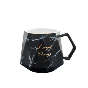 new style personalized cups black ceramic marble coffee mugs