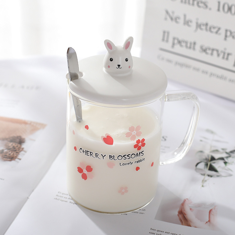 creative borosilicate glass  3d cartoon animal lovely bunny drink office home coffee milk tea cup