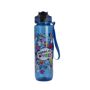 Large capacity plastic water bottle creative wholesale cartoon sports portable rope drink mug anti fall transparent for students