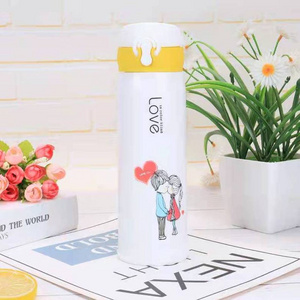 Double cartoon bounce cup Student plastic glass home creative couple insulated water fashion coffee with lid frosted