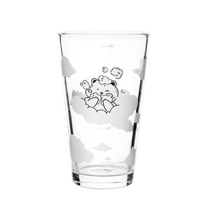 Cloud Bear Glass Water Cups with Elegant Lids Double Wall Skinny Tumbler New Style 8oz Drinking Mugs