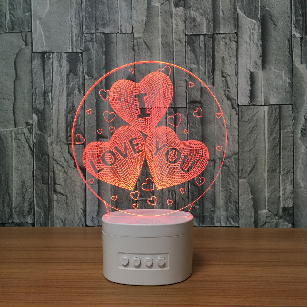 romantic gift color changing love heart lamps 3D led night light