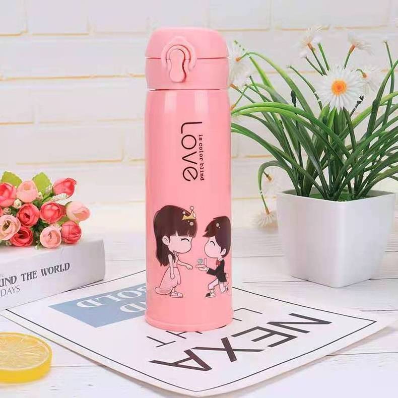 Double cartoon bounce cup Student plastic glass home creative couple insulated water fashion coffee with lid frosted