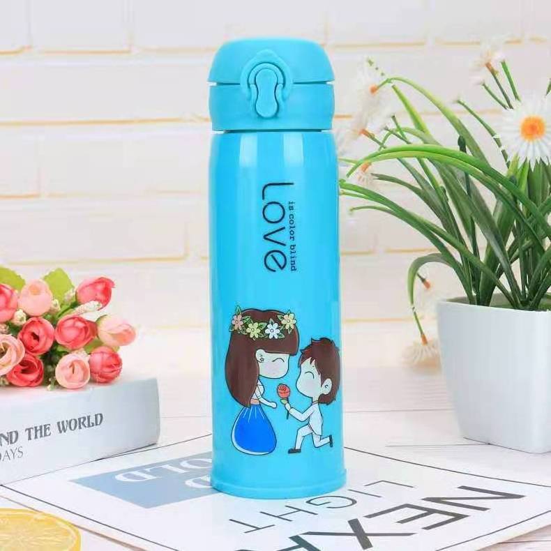 Double cartoon bounce cup Student plastic glass home creative couple insulated water fashion coffee with lid frosted