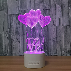 romantic gift color changing love heart lamps 3D led night light