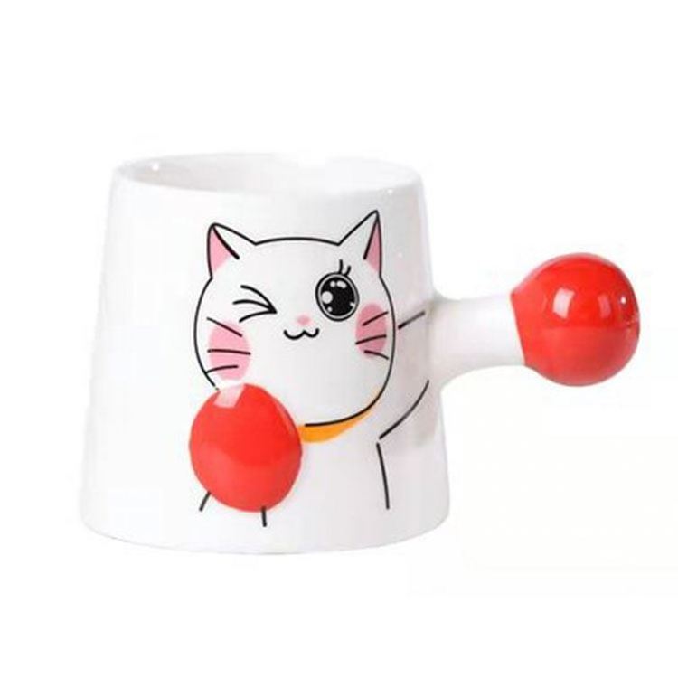 Zogifts Japanese Cartoon Cute Creative 3D Boxing Cat Ceramic Mug