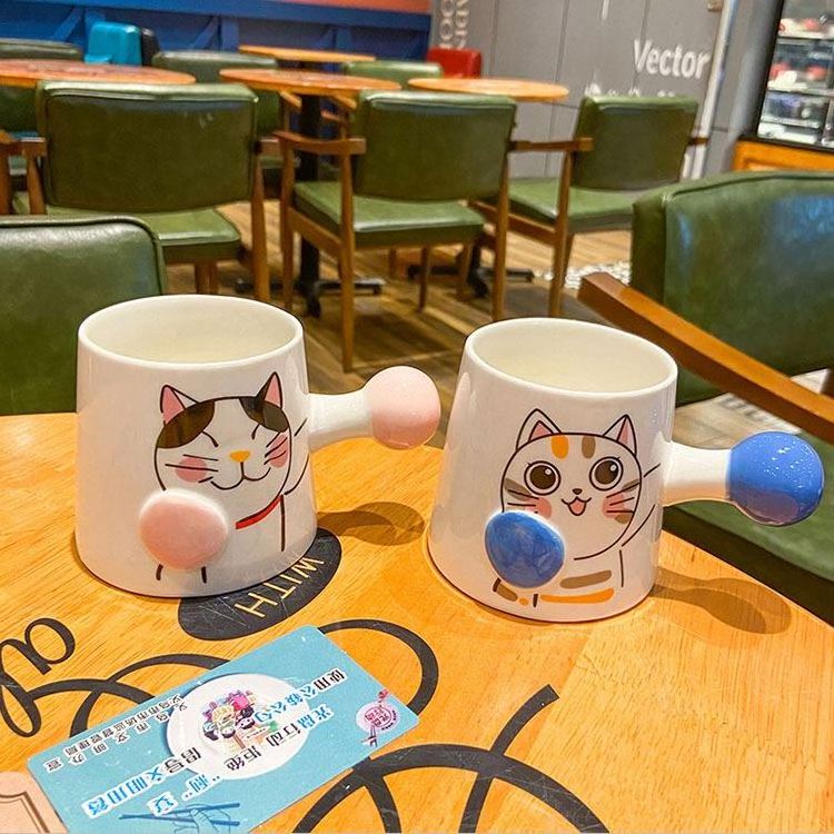 Zogifts Japanese Cartoon Cute Creative 3D Boxing Cat Ceramic Mug