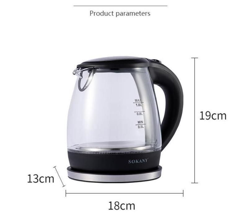 Zogifts Sokany Blue Light 1L Smart Electronic Glass Fast Heated Tea Water Electric Kettle