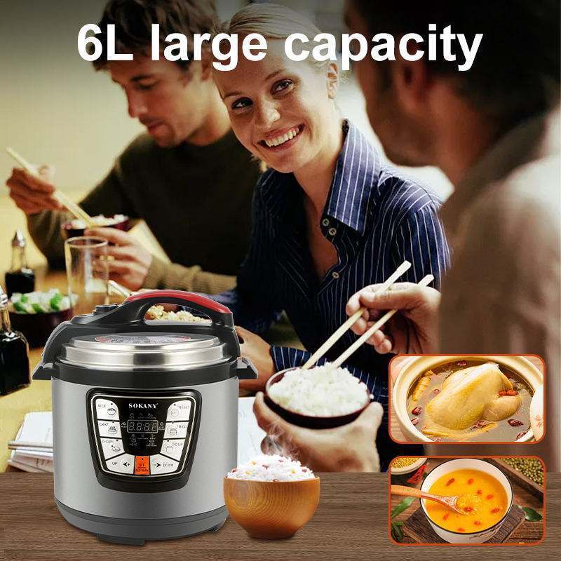 Zogifts sokany 2401 High Quality Household Electric Pressure Cooker Stainless Steel Multi 6L Capacity Pressure Pot Cookers