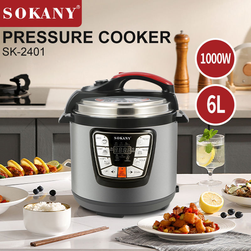 Zogifts sokany 2401 High Quality Household Electric Pressure Cooker Stainless Steel Multi 6L Capacity Pressure Pot Cookers