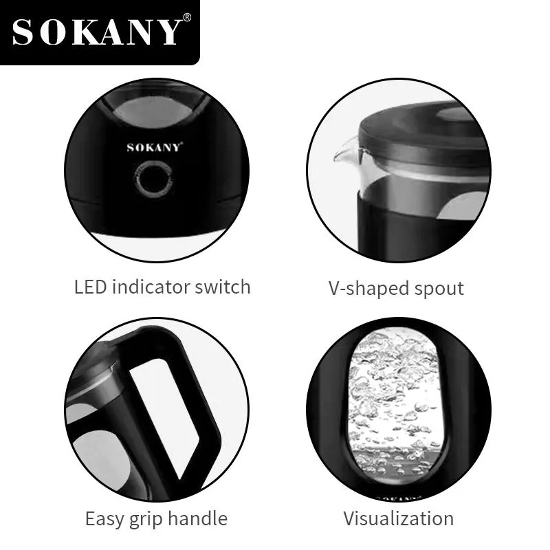 Zogifts SOKANY Household Stainless Steel Hot Water Travel Electric Kettle 2.3L Water Boiler With Temperature Control Function