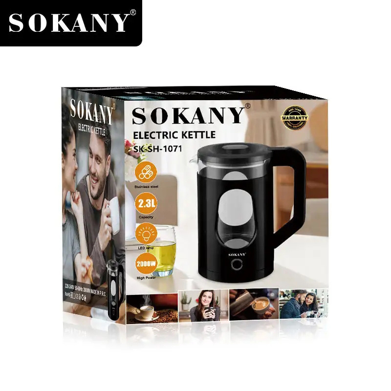 Zogifts SOKANY Household Stainless Steel Hot Water Travel Electric Kettle 2.3L Water Boiler With Temperature Control Function