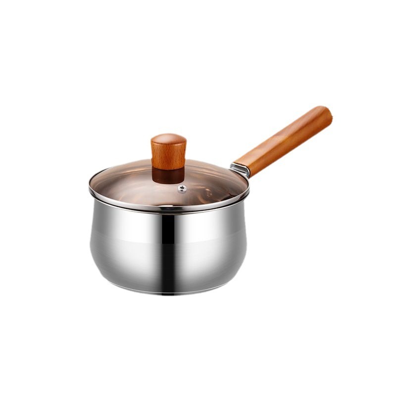 Zogifts Factory Direct Sales 14/16/18Cm Kitchen Stainless Steel Sauce Pan Milk Noodles Pot With Wooden Coating Handle