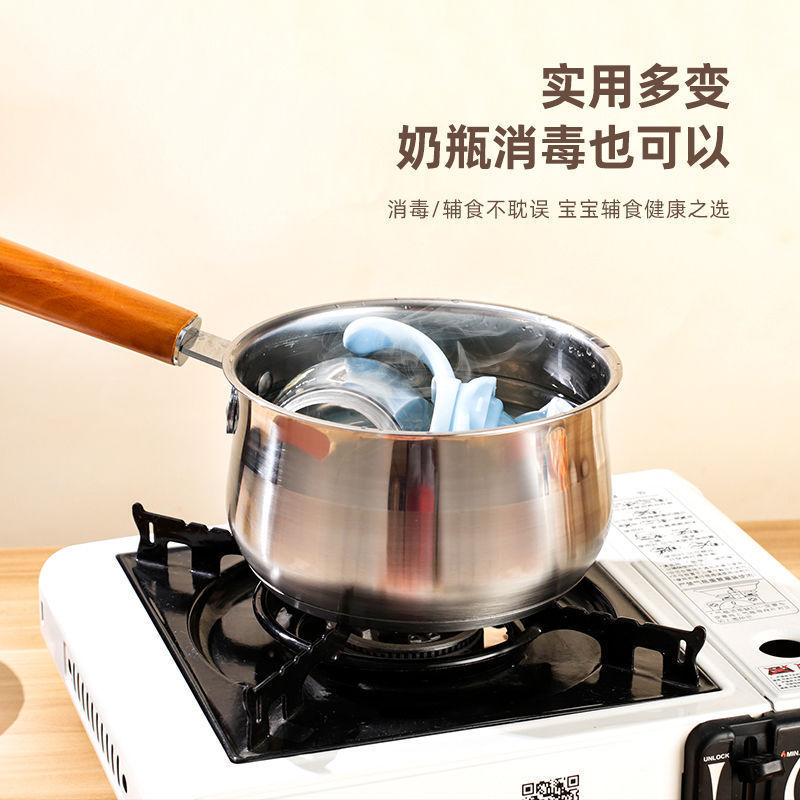 Zogifts Factory Direct Sales 14/16/18Cm Kitchen Stainless Steel Sauce Pan Milk Noodles Pot With Wooden Coating Handle