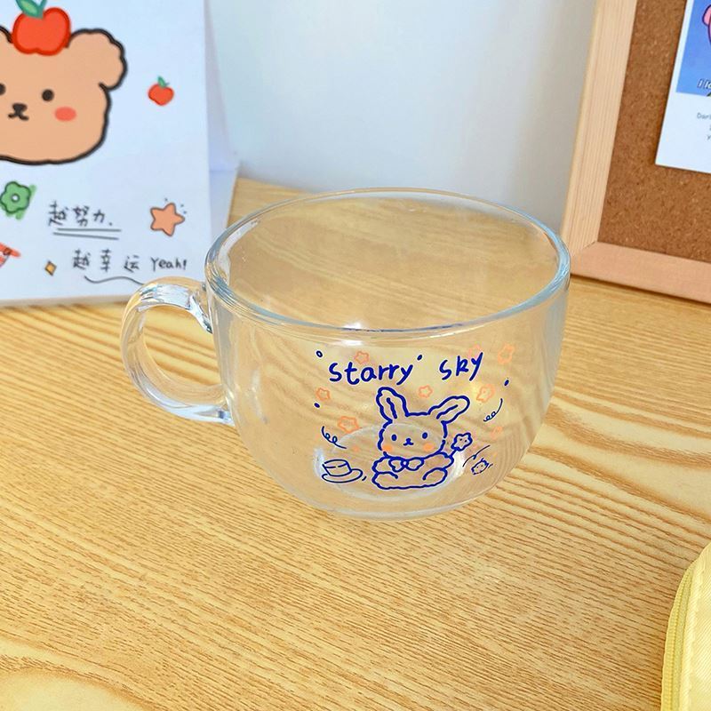 Zogifts Transparent Breakfast Cartoon Borosilicate Glass Mug Reusable Custom Coffee Large Capacity Office Tea Cup