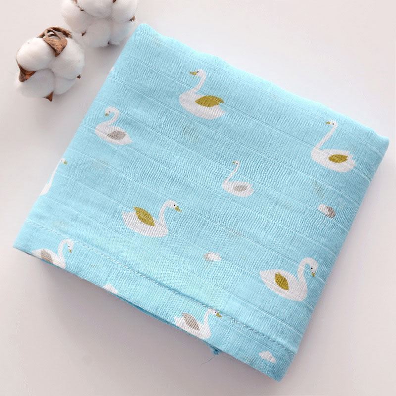 muslin wrap swaddle blanket organic bamboo custom print 100% cotton baby bamboo newborns soft 120 cm infant golden supplier