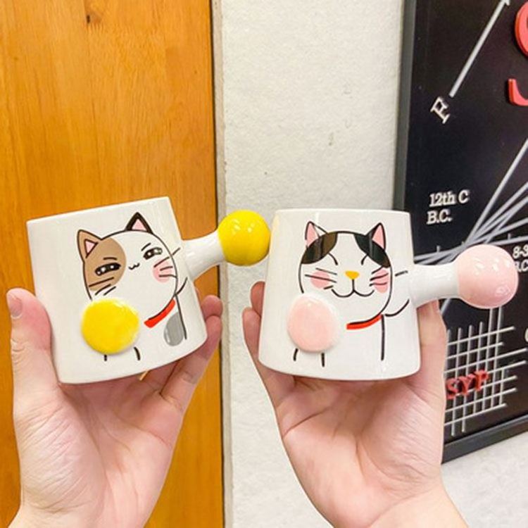 Zogifts Japanese Cartoon Cute Creative 3D Boxing Cat Ceramic Mug