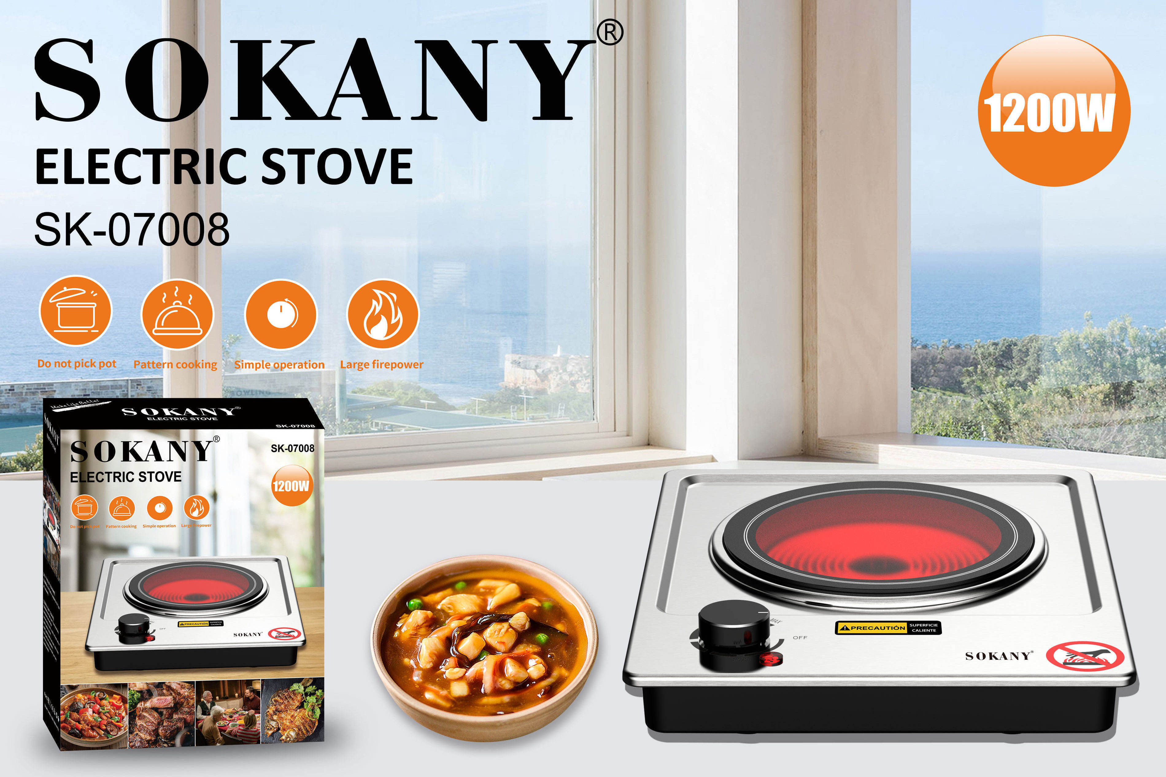 Zogifts Sokany 1200W Durable Electric Cook Top Heating Plate Household Induction Cooker