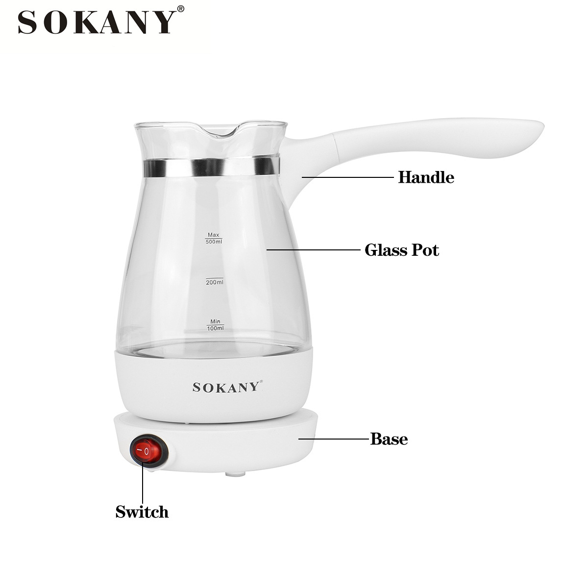 Zogifts Sokany 2024 Maker Turkish Greek Electric Machine Boiled Tea Milk Kettle One Button Portable Coffee Pot