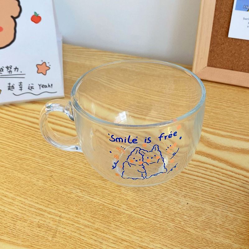 Zogifts Transparent Breakfast Cartoon Borosilicate Glass Mug Reusable Custom Coffee Large Capacity Office Tea Cup