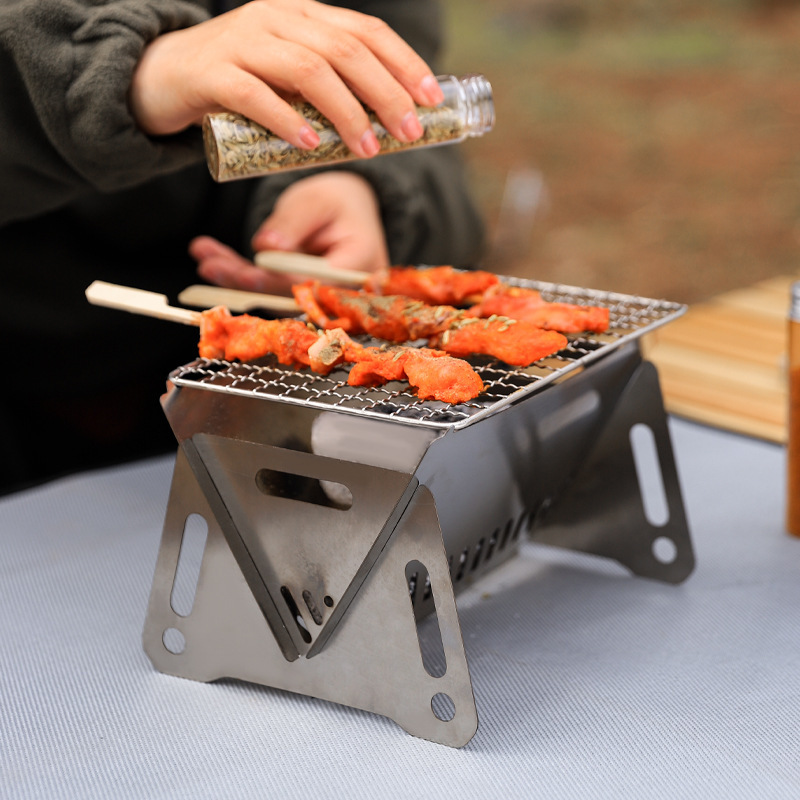 Zogifts Outdoor Picnic Barbecue Camping Portable Folding Grill Multifunction Removable Stainless Steel Wood Stove