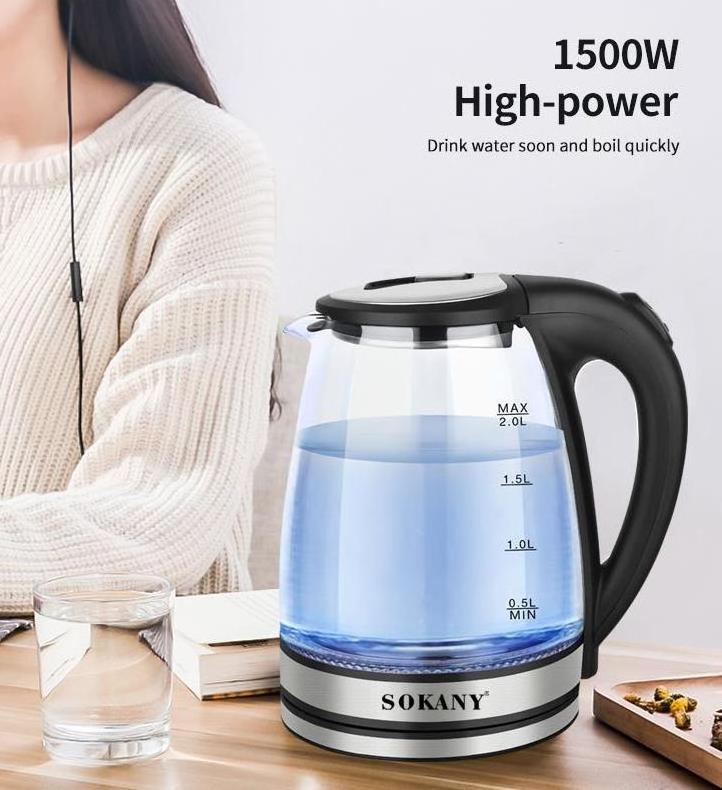 Sokany Automatic Power Off Electric Glass Kettle Handle Digital Control Tea Pot Home Appliances Small Stainless Steel Price