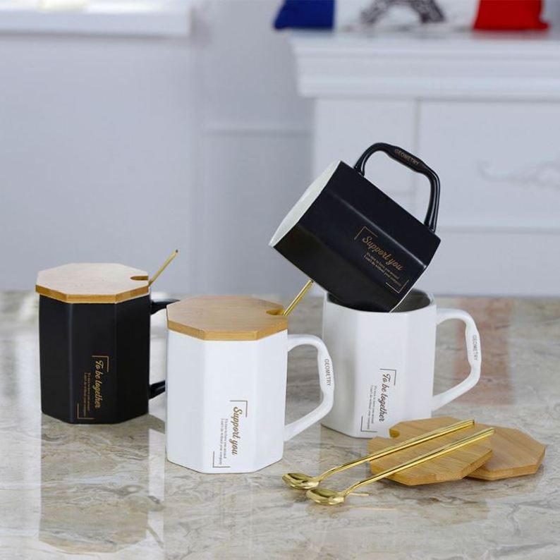 Zogifts Nordic Creative Home Office Ceramic Coffee With Lid Custom Logo Mug Gift Set Modern Couple Luxury Tea Cup